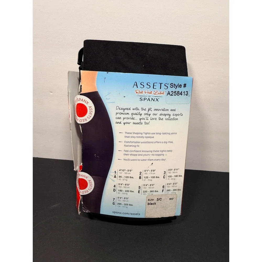 Assets Red Hot Label by Spanx Black Shaping Tights‎ Size 3/C A258413 Original